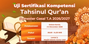 JADWAL UJI SERTIFIKASI KOMPETENSI TAHSINUL QUR’AN SEMESTER GASAL T.A 2026/2027